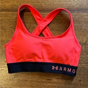 Under Armour Women's Bright Coral and Black Sports Bra. NWOT
